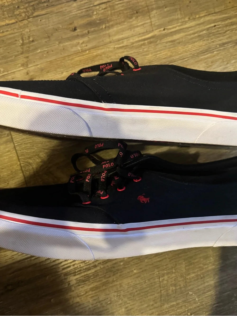 Polo Ralph Lauren Men's Faxon X Low-Top Canvas Sneaker Black & Red Sz 15